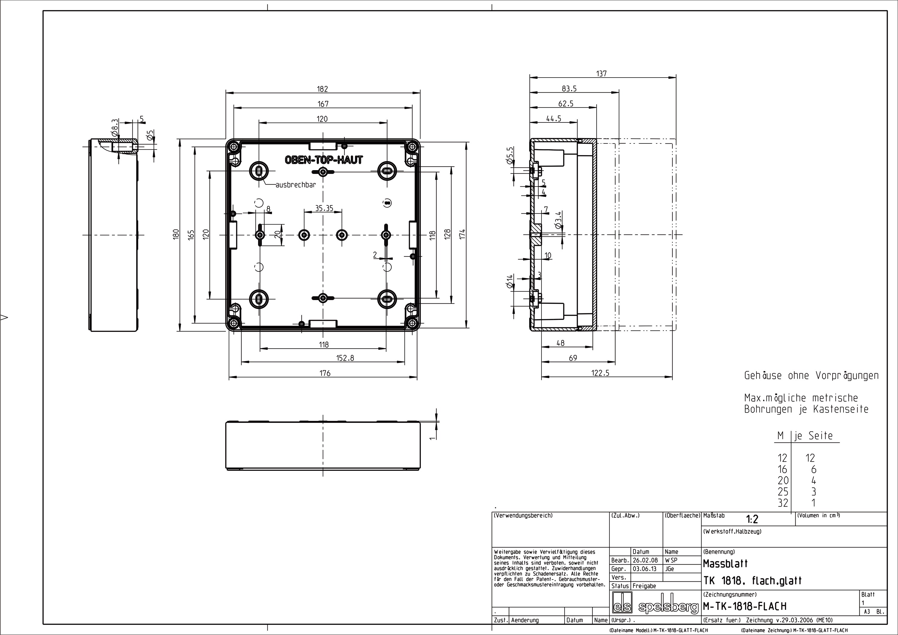 Leergehäuse Kst IP66 B180xH182xT63mm ET48mm geschl