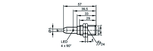 Induktivsensor 10-36V Zylinder_Gew IP68 Kabel bündig Edst