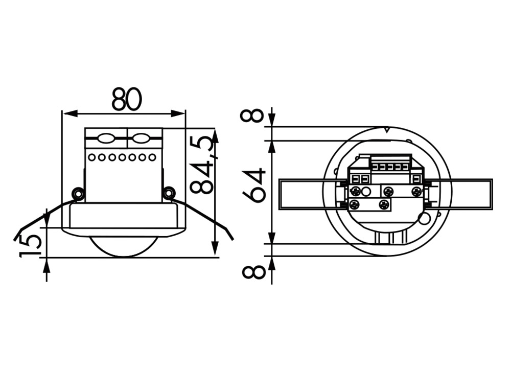 Präsenzmelder EB 360° 110-240V rws glz IP20 Einb