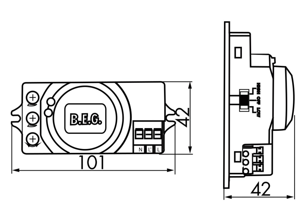 Bewegungsmelder UP 0-360° 230V ws glz IP20