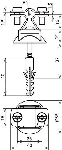 Leitungshalter Blitzsch m.Schraubsch Kst 8-10 V2A Edelstahl (V2A) Bohrung/m.Gew