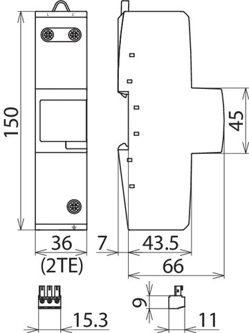 Blitzstromableiter IT TN 690VAC 4kV 25kA m.FMkont 2TE Netzform IT Hutschiene TH35