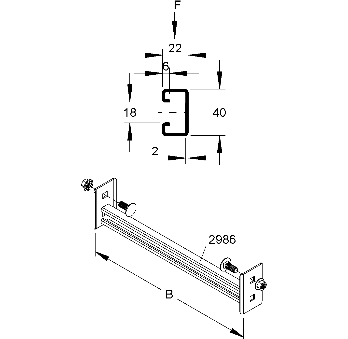 Sprosse Kabelleiter 734mm ST f/vz