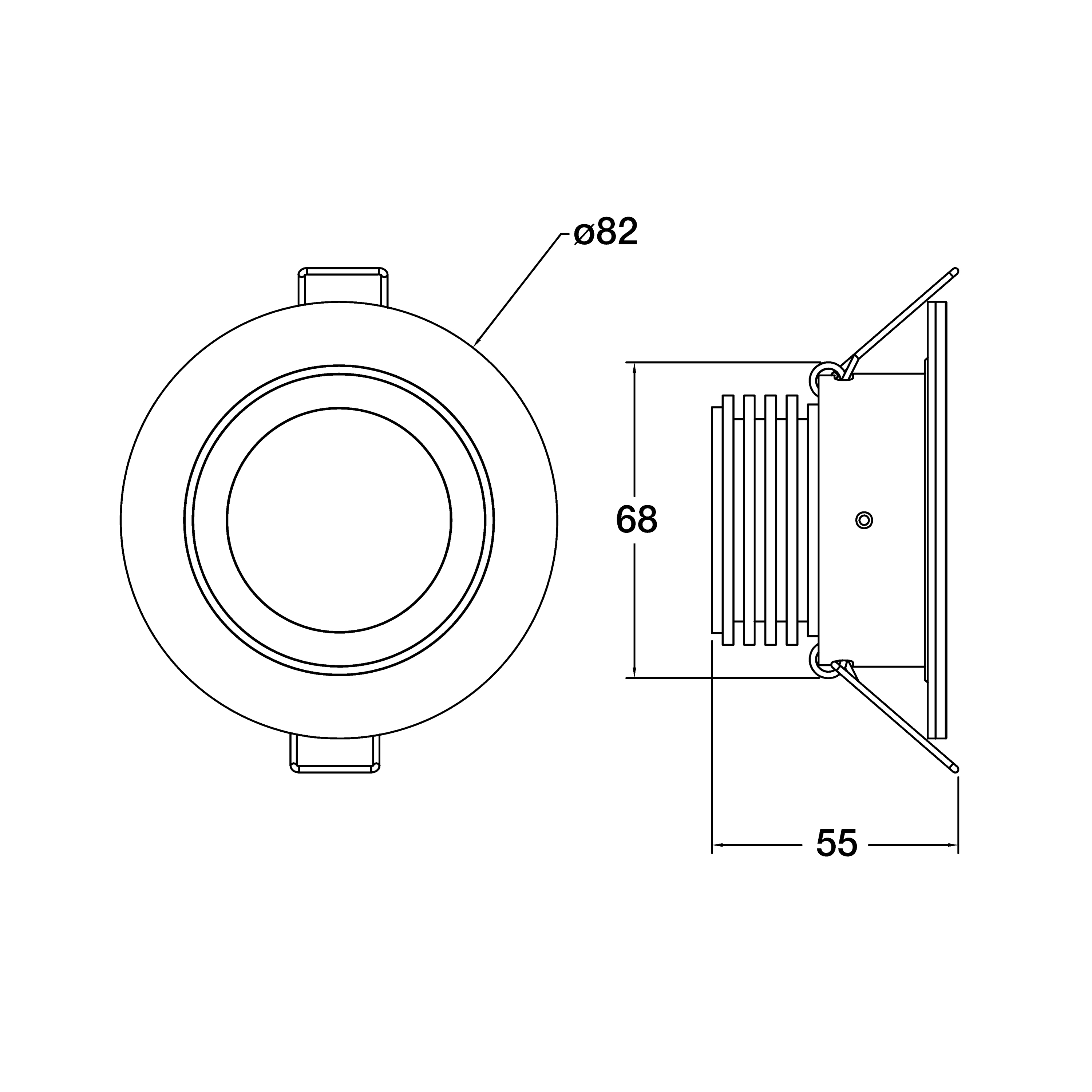 LED-Einbaustrahler 8W TULKA 2700K 738lm Konv 1LED Edst IP55 mt RF:hochglänzend