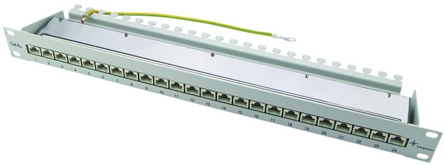 Patchpanel 24Ports 1HE Cat6A Schirm RAL9005 19Zoll-Einbau