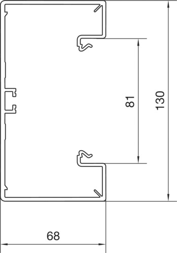 Geräteeinbaukanal Kst 130x68mm lgr GEB-K RAL7035 unbeh 7580qmm 2000mm