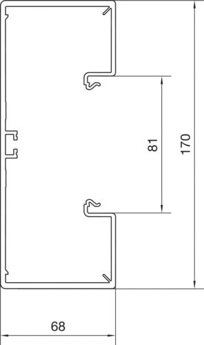 Geräteeinbaukanal Kst 170x68mm lgr GEB-K RAL7035 unbeh 10050qmm 2000mm