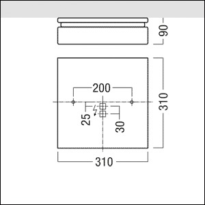 LED-Wannenleuchte 18,1W 4000K 2250lm ws Konv IP50 310x310x90mm