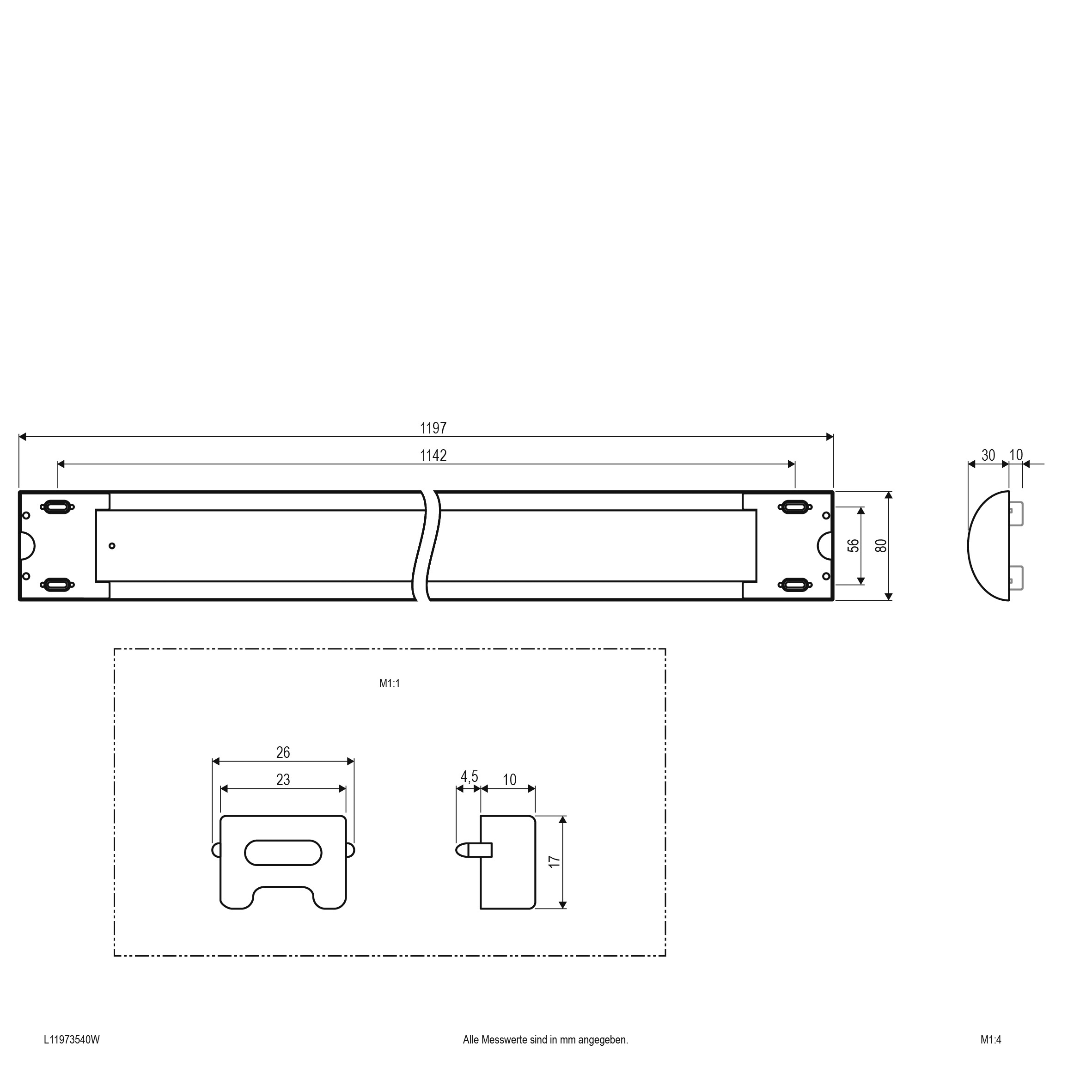 LED-Kunststoffleuchte 35W 4000K 3841lm ws Konv IP20 1197x80x30mm