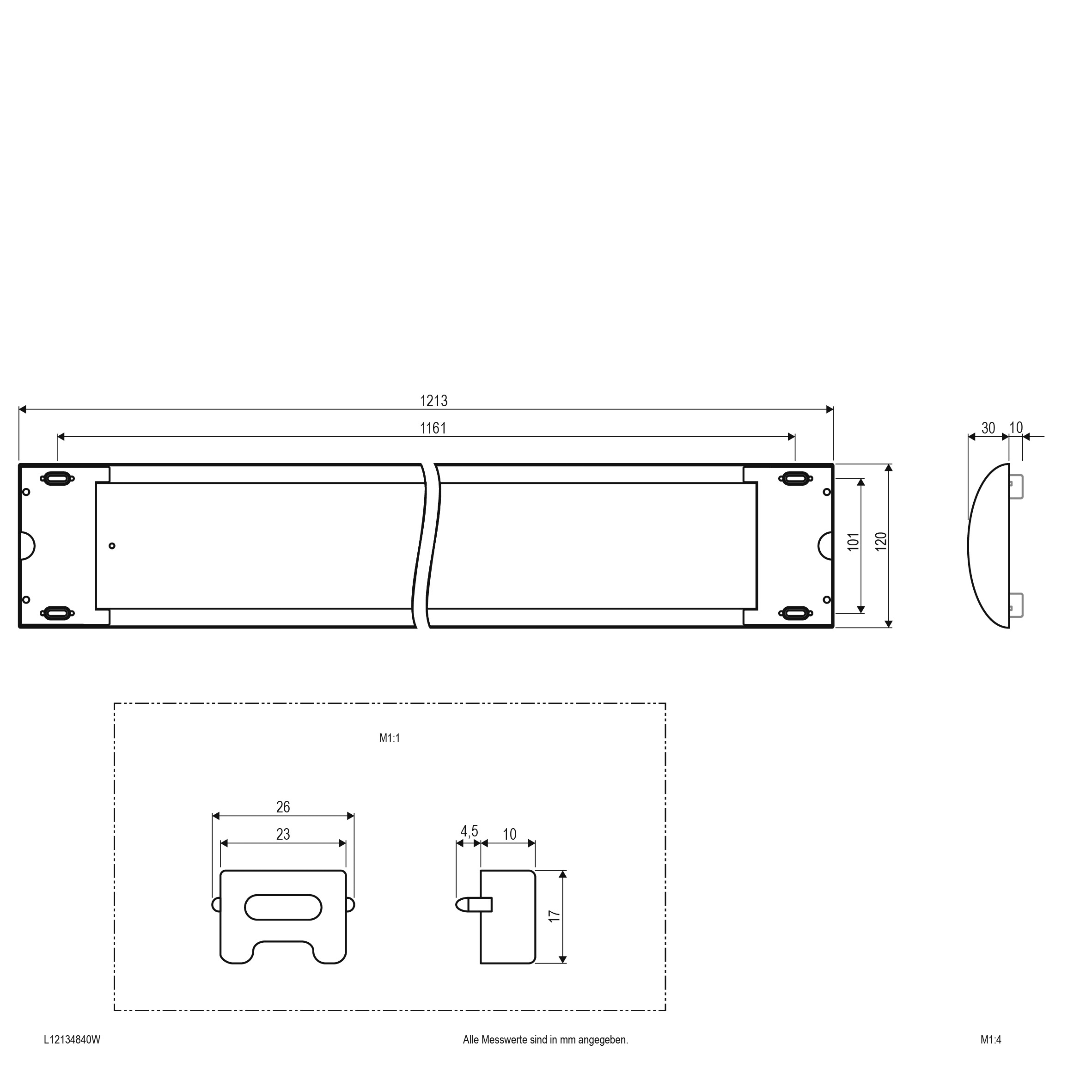 LED-Kunststoffleuchte 48W 4000K 5554lm ws Konv IP20 1213x120x30mm