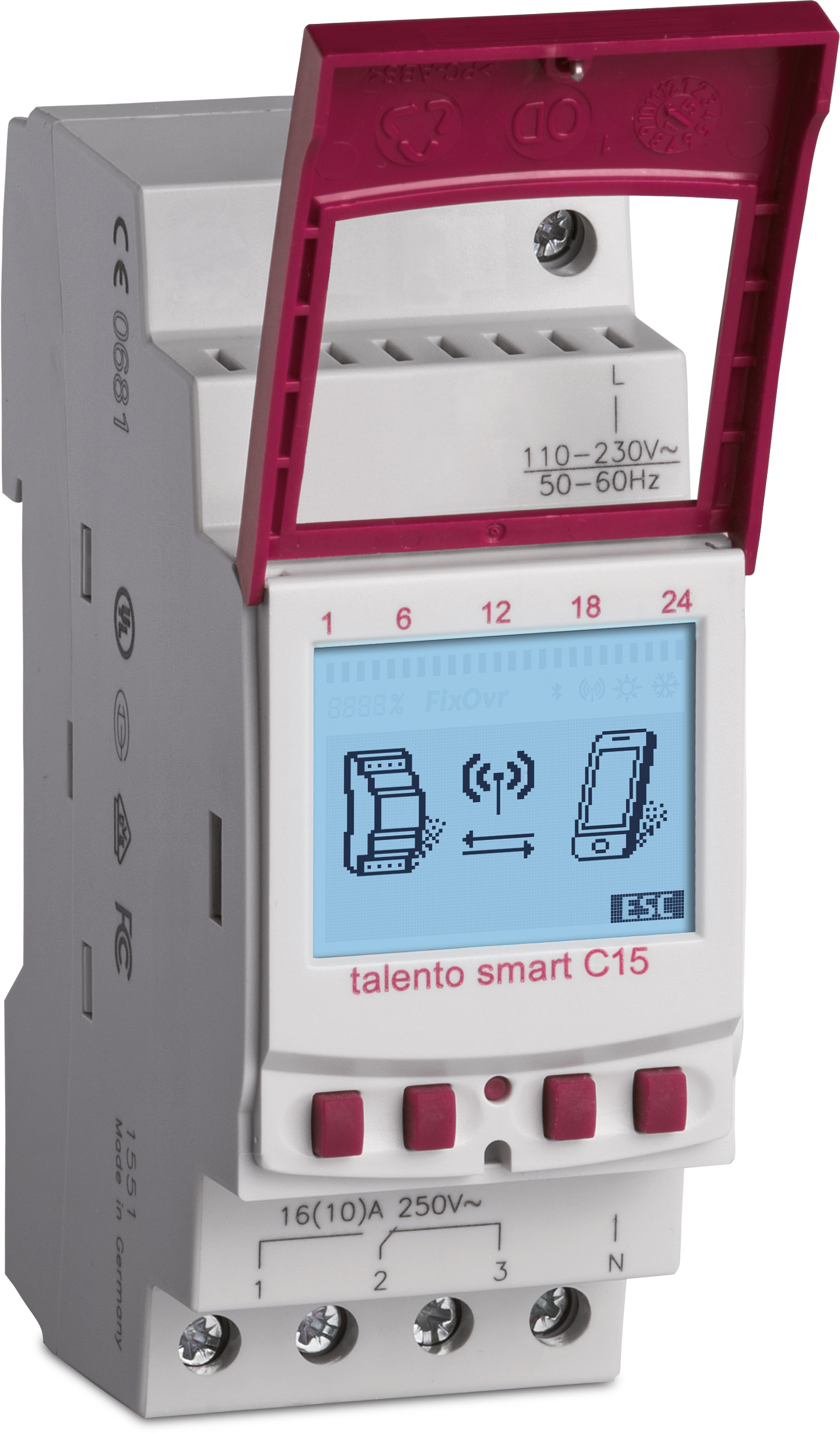 Schaltuhr digi 110-230VAC 1kan 70080h 2TE BT REG Bluetooth 24 h Programm