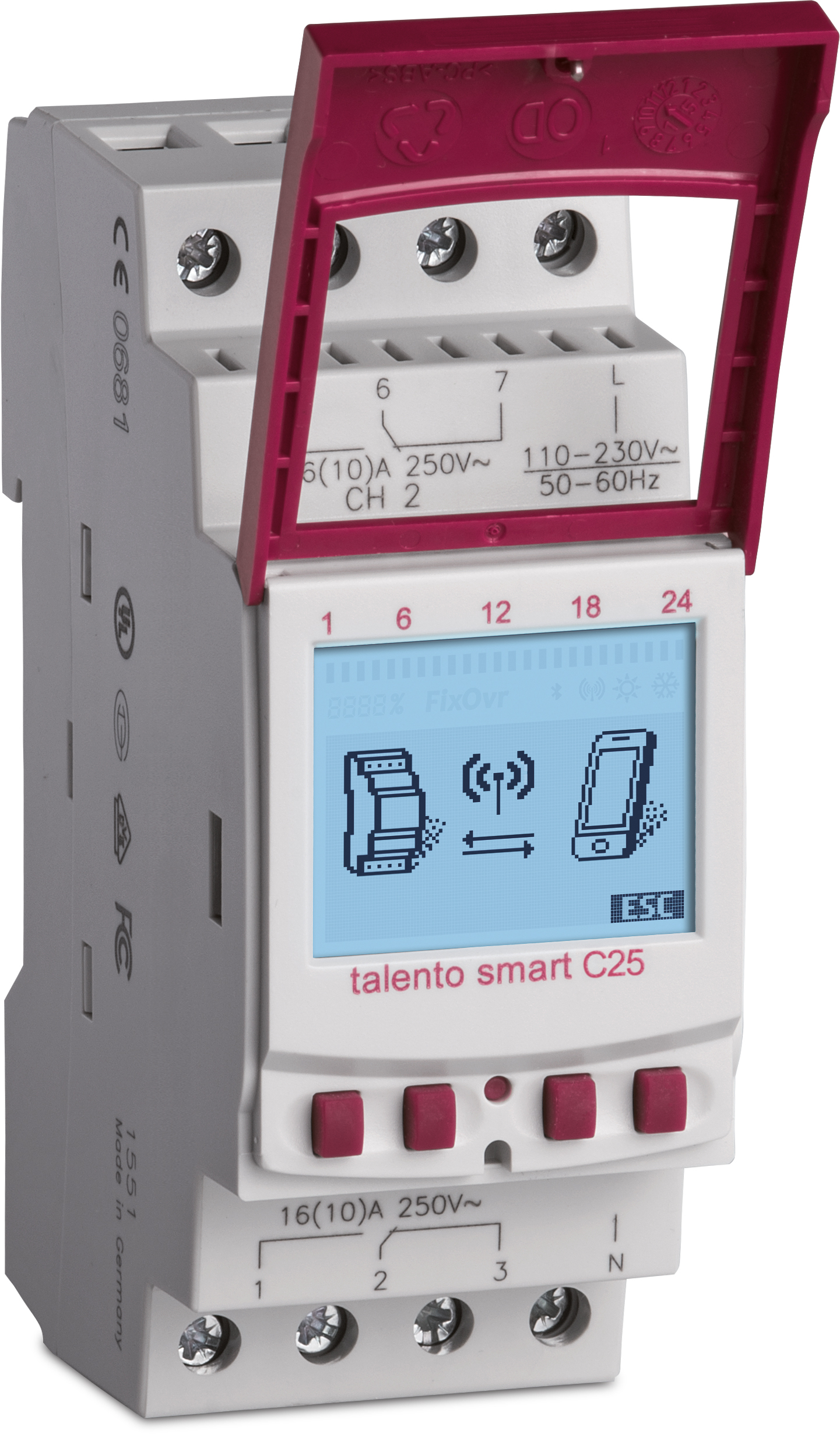 Schaltuhr digi 110-230VAC 2kan 70080h 2TE BT REG Bluetooth 24 h Programm