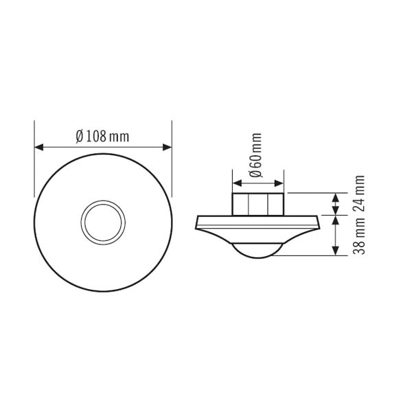 Präsenzmelder UP 180-360° Compact IP20 220-240V rws mt Fernbedienbar 2300W