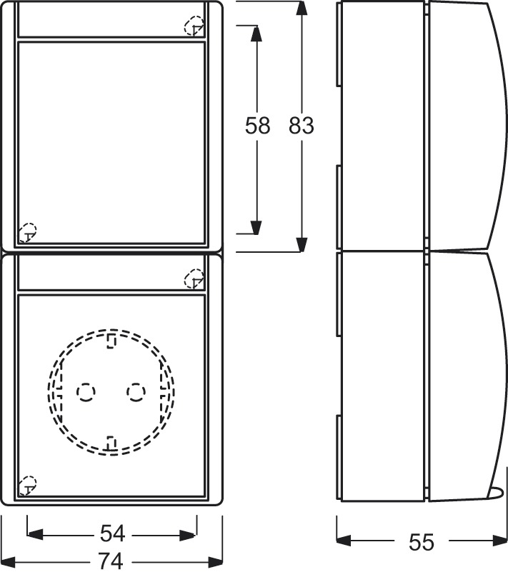 Steckdosenkombination AP ocean Wechs mt gr/bl-gn IP44