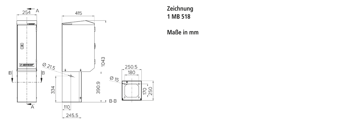 Steckdosensäule Metall ge CombiTOWER 1043x254x415mm