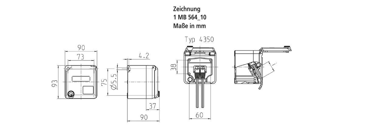 Datendose 2f Cat6 IP44 Cepex APmont RJ45 Kst AP-Mont