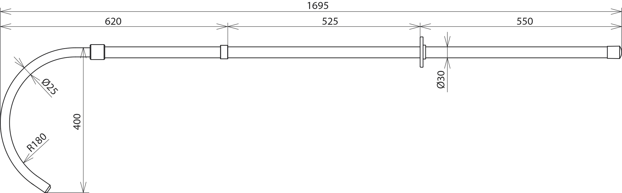 Rettungsstange 1-36kV 1695mm Ø30mm 620mm Innenraum- und Freiluftanlagen