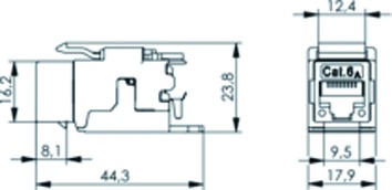 Modular-Buchse Cat6 RJ45 27-22AWG Schirm Feldkonf Litze massiv Schneidklemme IDC