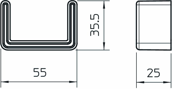 Endkappe Kst US 3-Serie U-Profil 25x25mm or