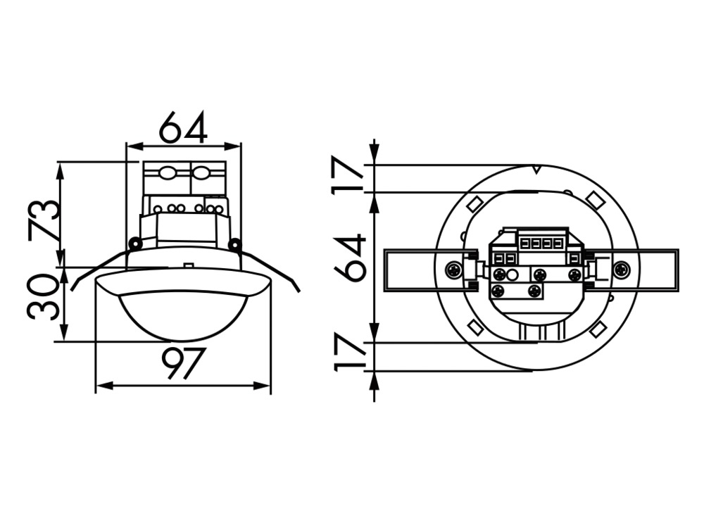 Präsenzmelder EB 360° 110-240V rws glz IP20 Einb