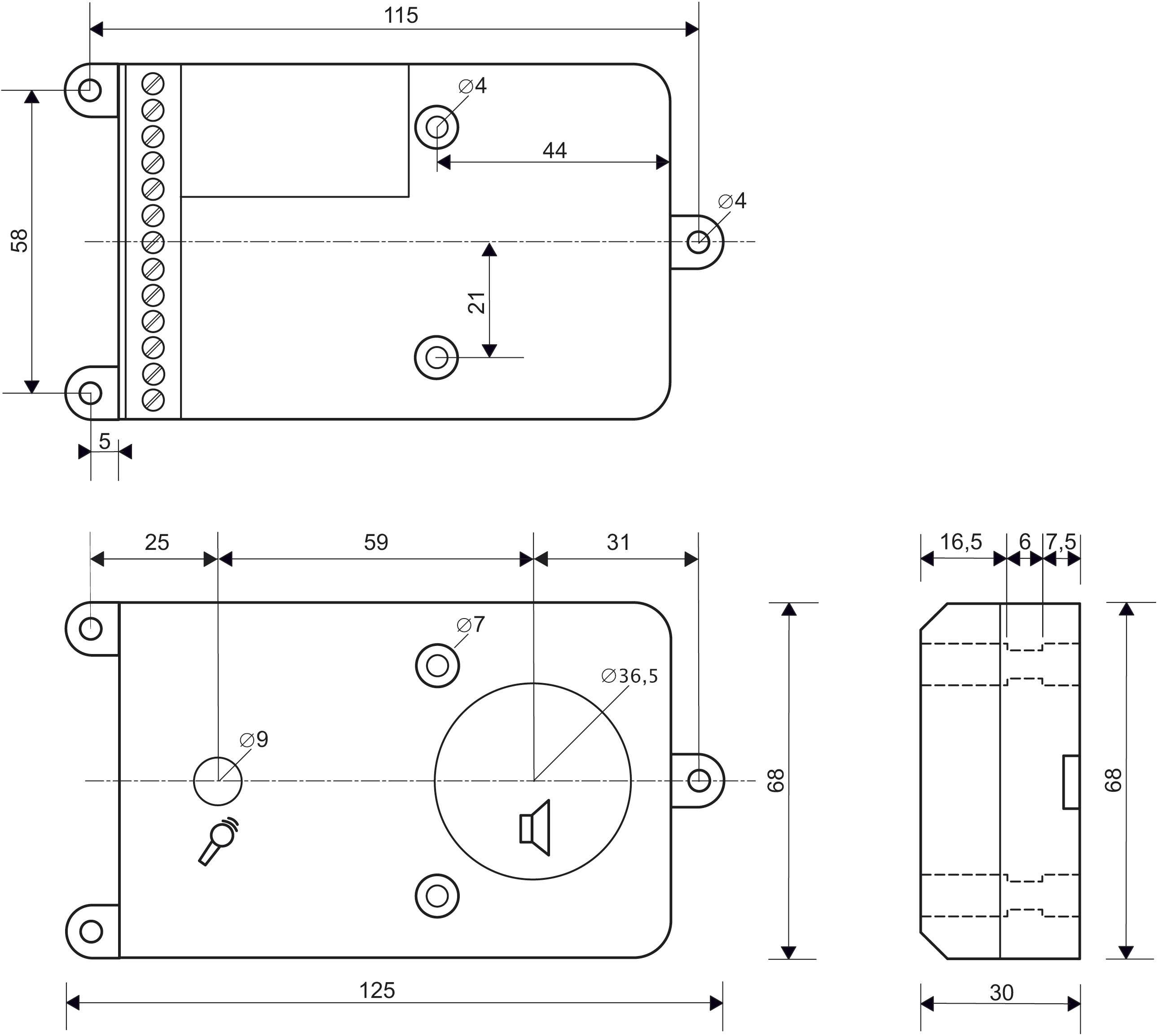 Sprachmodul Bus sw 126x68x31mm