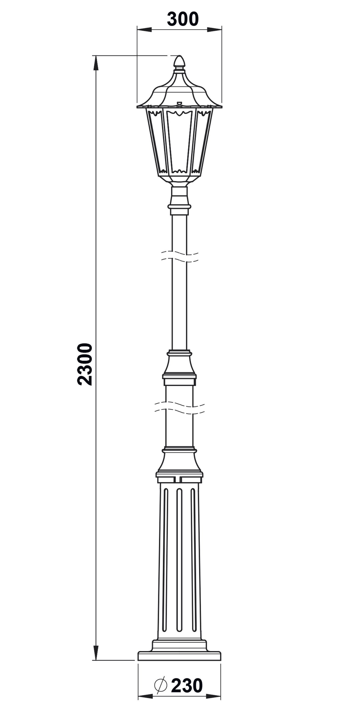 Aufsatzleuchte 75W AGL sw Alu Gl_tr IP23