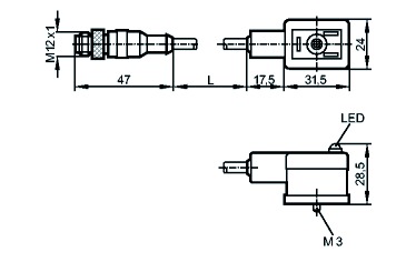 Sensor-Aktorkabel 3p 2m Ventil B Male abgew M12 Polyurethan (PUR) hfr