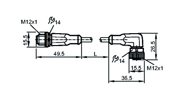 Sensor-Aktorkabel 4p 2m M12 Male ger M12 PUR hfr Polyurethan (PUR)