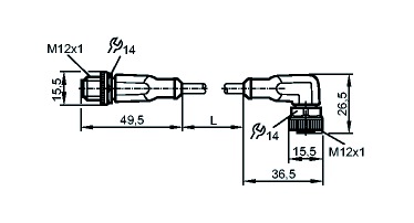 Sensor-Aktorkabel 4p 5m M12 Male ger M12 PUR hfr Polyurethan (PUR)