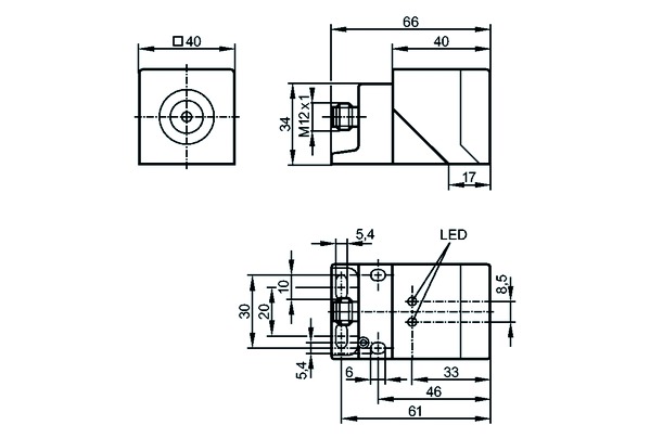 Näherungsschalter ind DC Steck-M12 PNP 30mm 19,2-30V n.bündig Quader