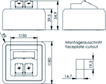 Modulaufnahme APmont aws 2f schräg Schneidkl AP-Mont m.Staubschutz