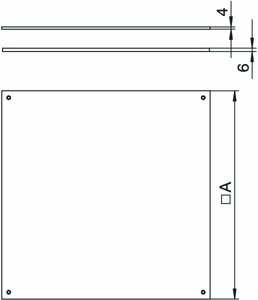 Montagedeckel ST trocken 383x383mm 4mm Abdeckung Montageöffnung