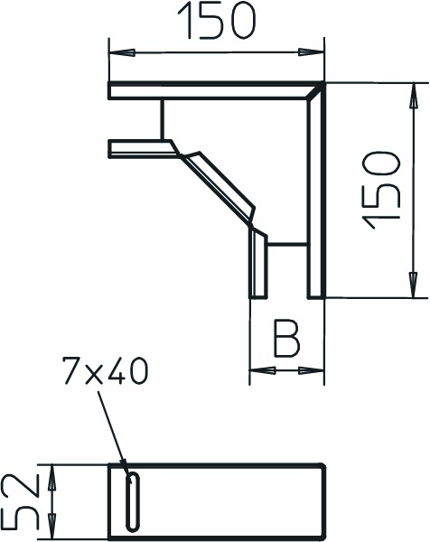 Bogen Kabelrinne 90° LTS-Serie horiz 50x50mm