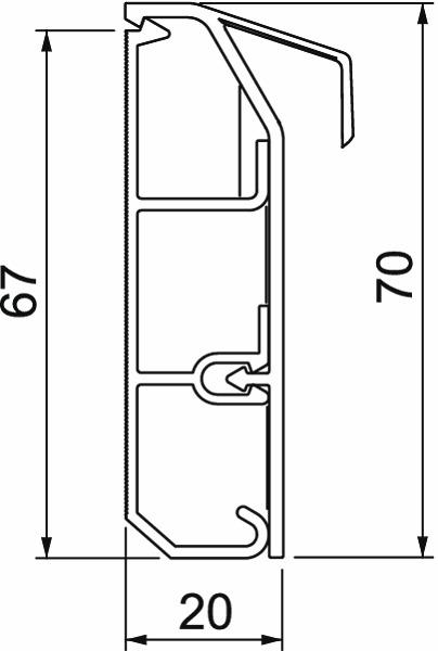 Sockelleistenkanal Kst SL-T 70x20x2000mm ws Mit Teppichleiste 2trennw 820qmm