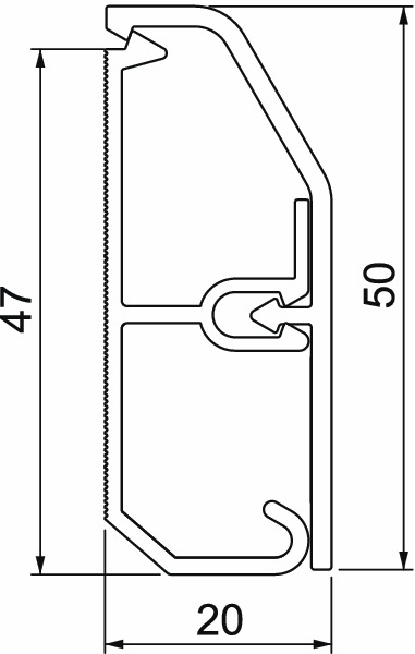 Sockelleistenkanal Kst SL 50x20x2000mm ws 1trennw 580qmm