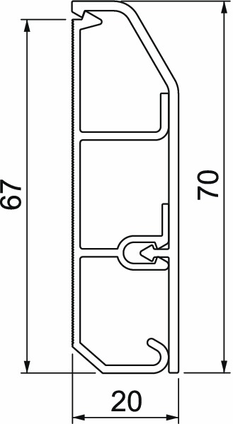 Sockelleistenkanal Kst SL 70x20x2000mm ws 1trennw 820qmm