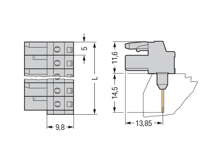 Platinenstecker Stift 2p Serie 232 gr 1re 5mm Zinn Löt frei