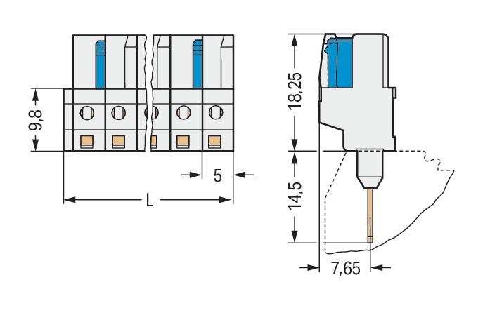 Verbindungsklemme 2p lgr Serie 722 12A Thermopl 5mm Steckanschl