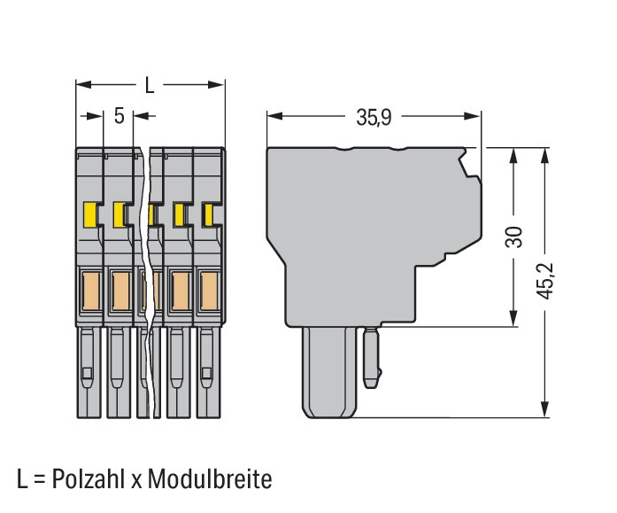 Klemmleiste 1p gr Serie 769 32A Thermopl 0,08-4qmm 5mm Federzugans