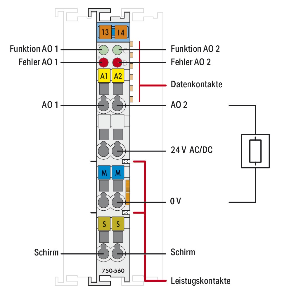 Analoges I/O-Modul UC Serie 750 24V Ausg.Strom Spannung Federzugans