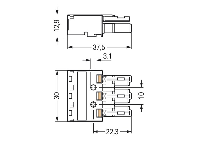 Steckverbinder Gebäude 3p Serie 770 25A Federzug 250V Buchse 4qmm 1/2/L