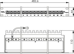 Patchpanel 24Ports 1HE Cat6A RAL9005 19Zoll-Einbau