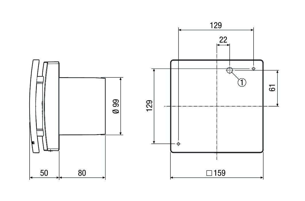 Kleinraumventilator 100mm 230V Standard 92cbm/h AP Kst ws IPX5 50Hz