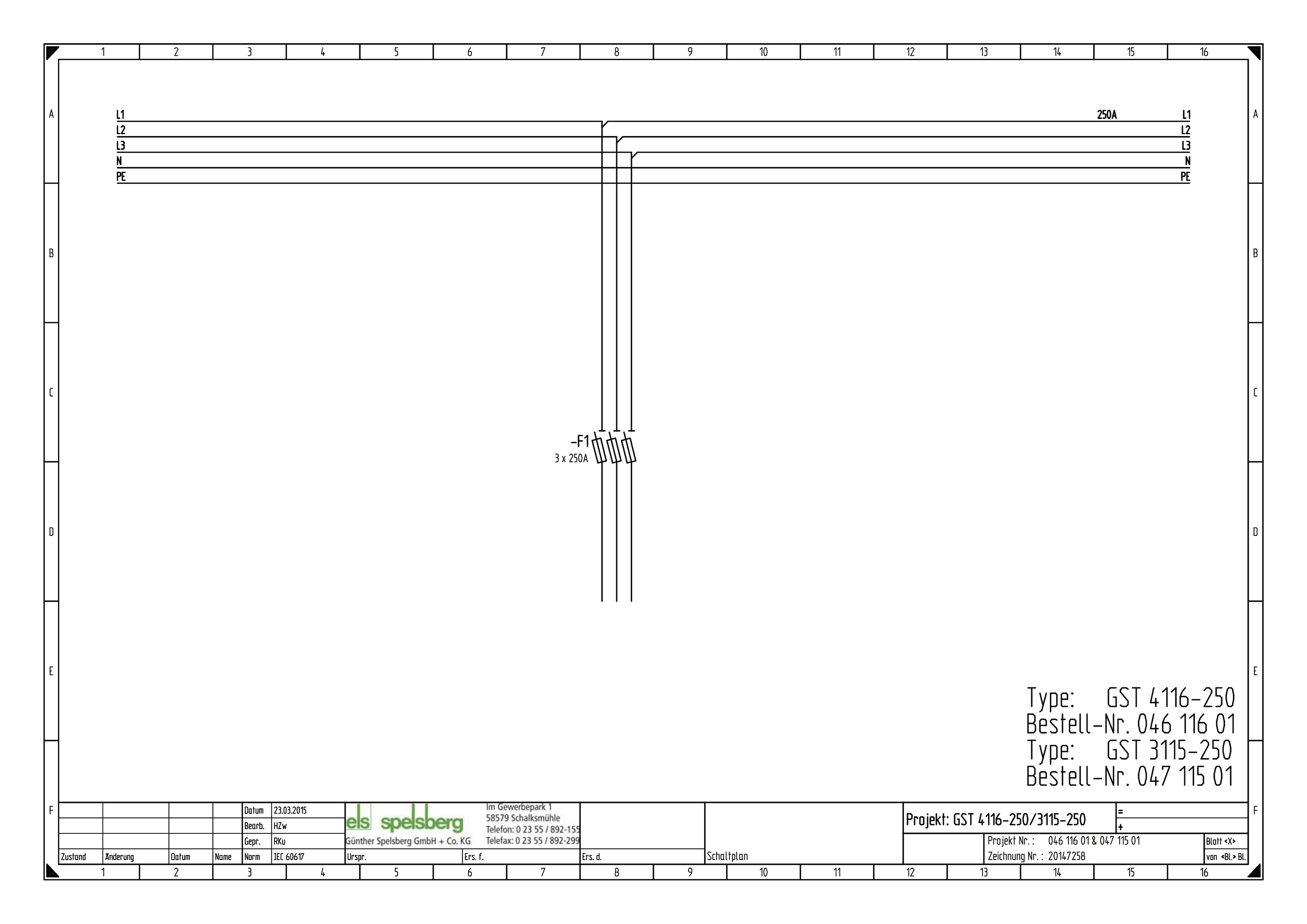 Lasttrenngehäuse NH000 250A 690V IP65 320x179x440mm