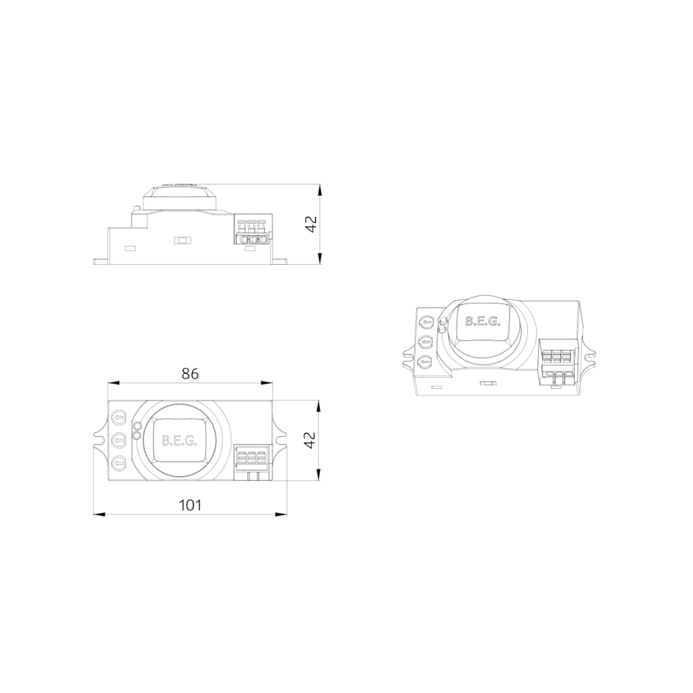 Bewegungsmelder UP 0-360° 230V ws mt IP20 1200W