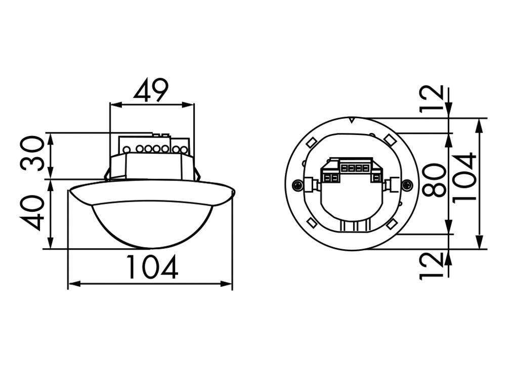 Präsenzmelder UP 360° 110-240V rws glz IP20 Fernbedienbar 2300W