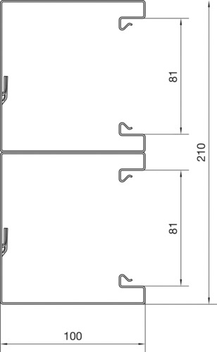 Geräteeinbaukanal ST 210x100mm vz GEB-K 14870qmm 2000mm