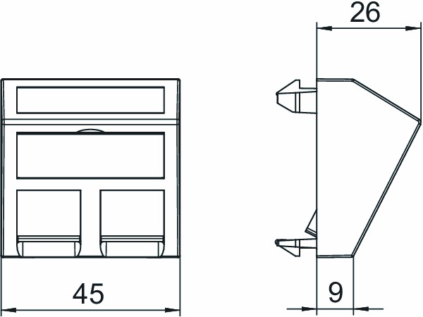 Zentralplatte Mod-Jack 2f rws Schraubbef m.Staubschutz m.Beschr.Feld