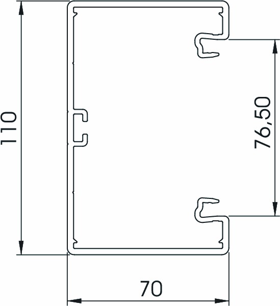 Geräteeinbaukanal Kst 110x70mm lgr GEB-K RAL7035 unbeh 2000mm