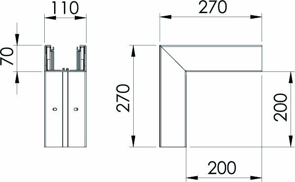 Außeneck GEB-K 70x110mm UT 90° Kst rws RAL9010 unbeh